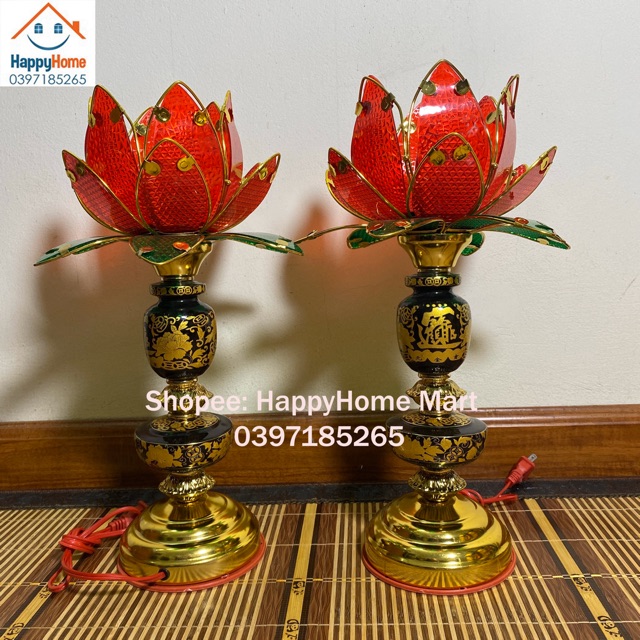 ĐÈN THỜ HOA SEN 1 BÔNG ( 1 đôi )
