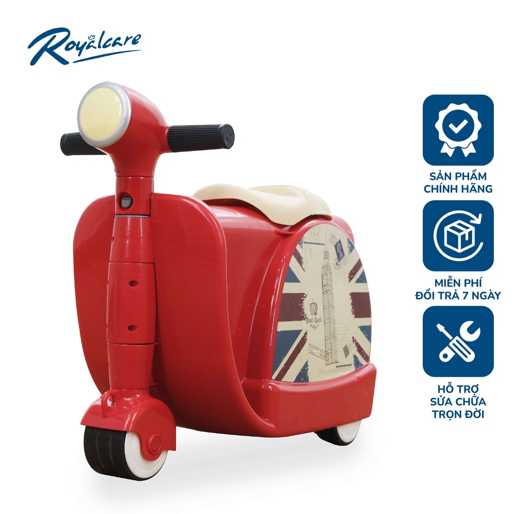 Vali kéo kiêm xe chòi chân Vespa cho bé đựng quần áo, đựng đồ chơi, đồ dùng Royalcare