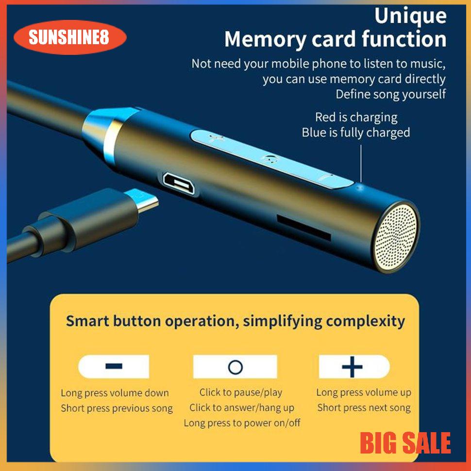 Tai nghe đeo cổ thể thao không dây YD08-2 5.0 có khe cắm thẻ nhớ