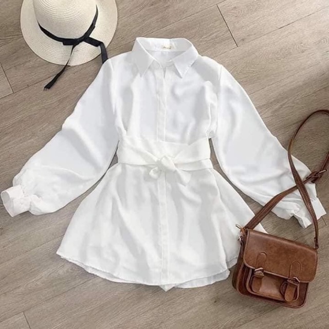 Thanh Lý Set Áo Sơ Mi Quần Short Thắt Nơ