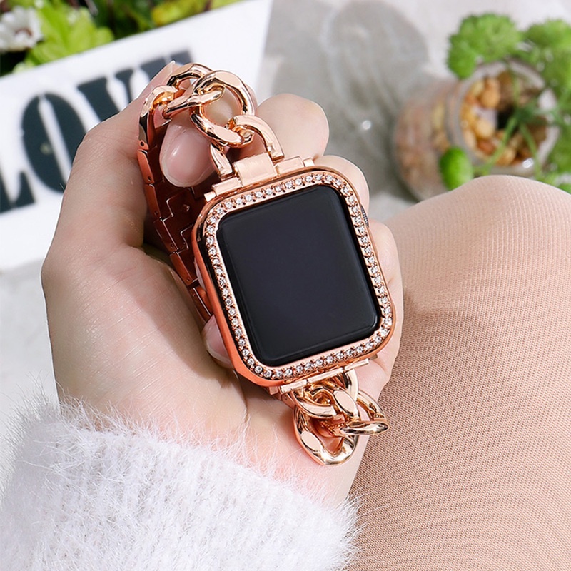 Ốp Bảo Vệ Đính Đá Dành Cho apple watch band 7 6 se 5 4 3 2 45mm 41mm 44mm 40mm 42mm 38mm
