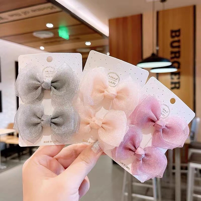 Kẹp Nơ Bằng Ren Lưới Dễ Thương Xinh Xắn Cho Bé Gái