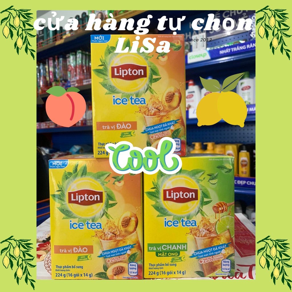 Trà Lipton chanh mật ong/đào hòa tan 16 gói