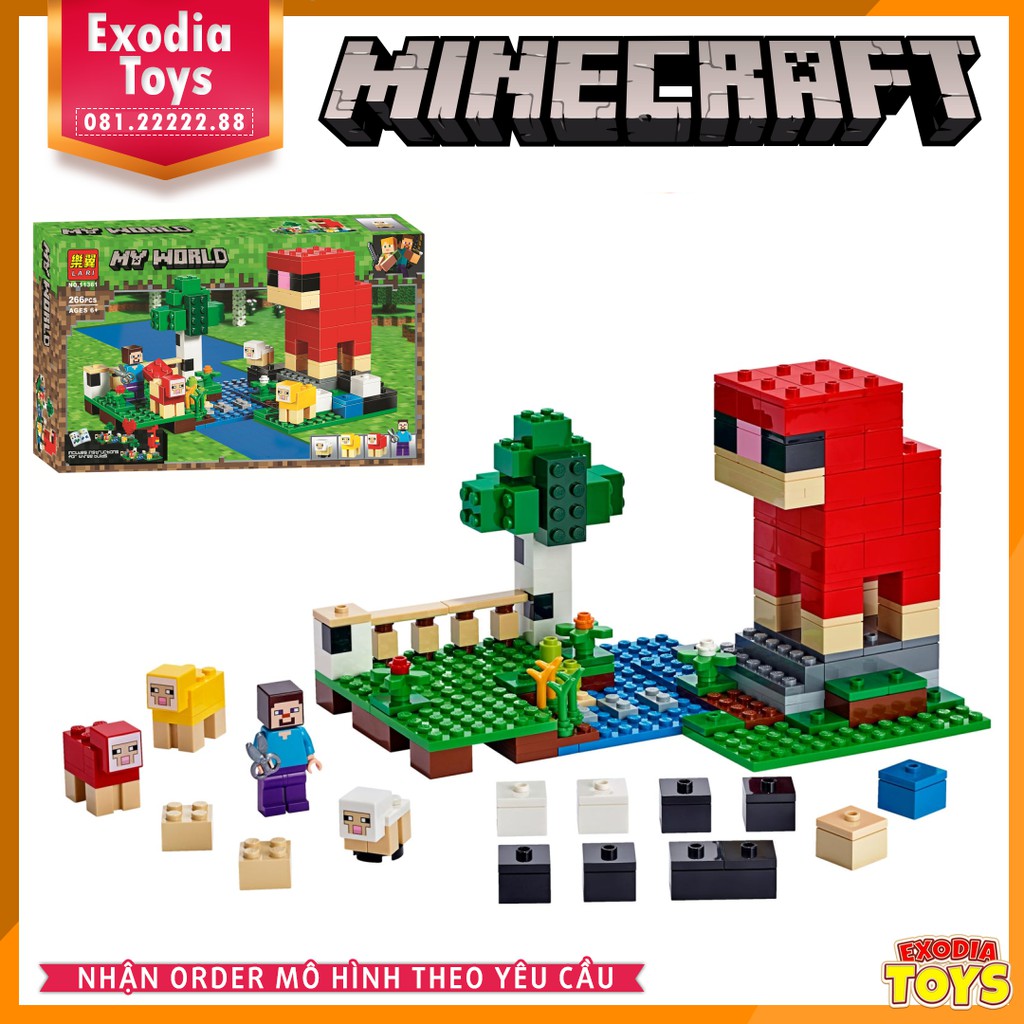 Xếp hình Minecraft Nông Trại Nuôi Cừu : The Wool Farm - Đồ Chơi Lắp Ghép Sáng Tạo - BELA 11361 Lego Ideas 21153