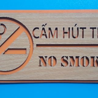 Bảng cấm hút thuốc gỗ 3D