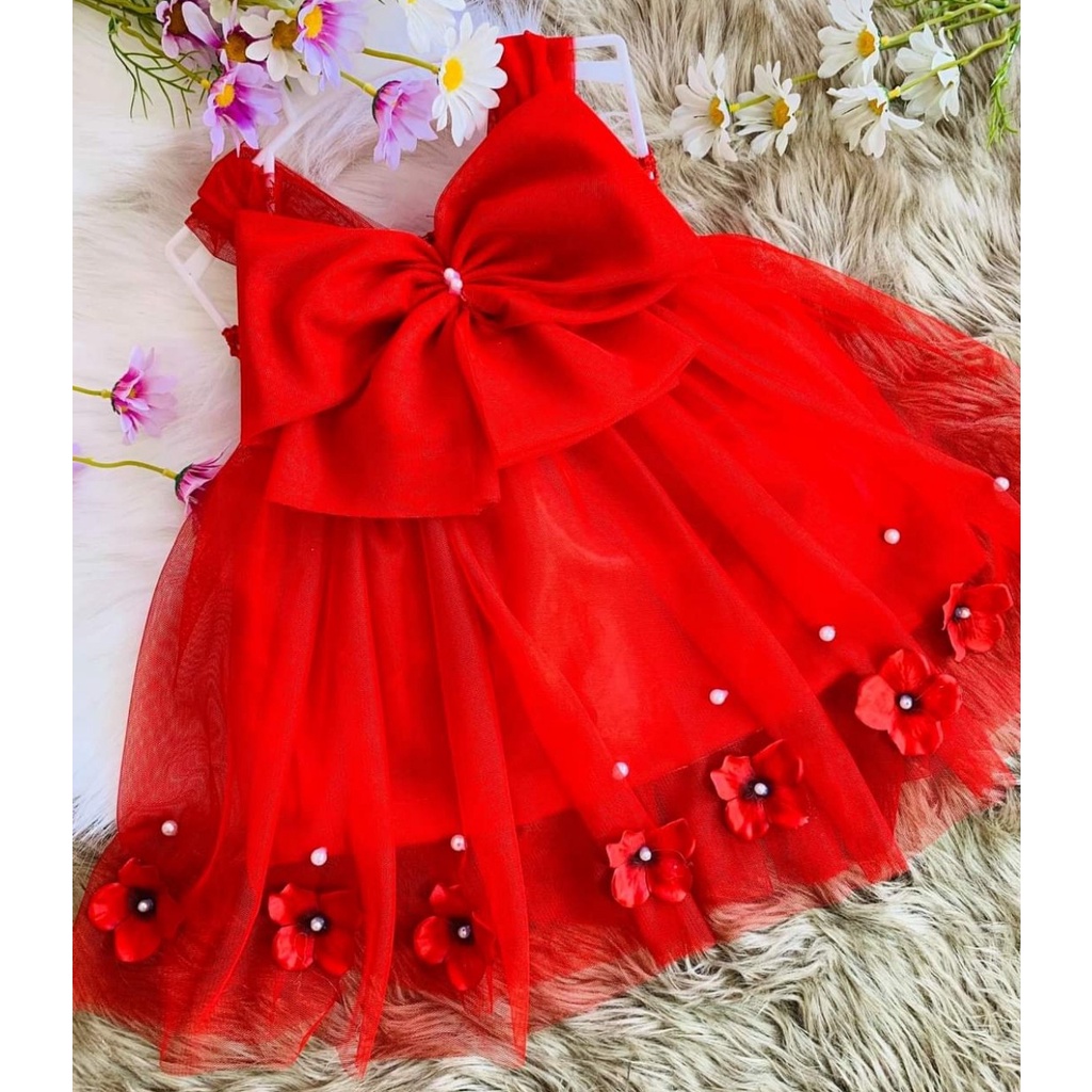 Đầm/Váy công chúa tutu dễ thương cho bé - Nơ phối hoa + Ảnh thật