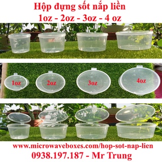 (Giá sỉ, nhựa PP)Bộ 50 Hũ nhựa tròn nắp liền đựng nước sốt, nước chấm đủ size 1oz, 2oz, 3oz, 4oz