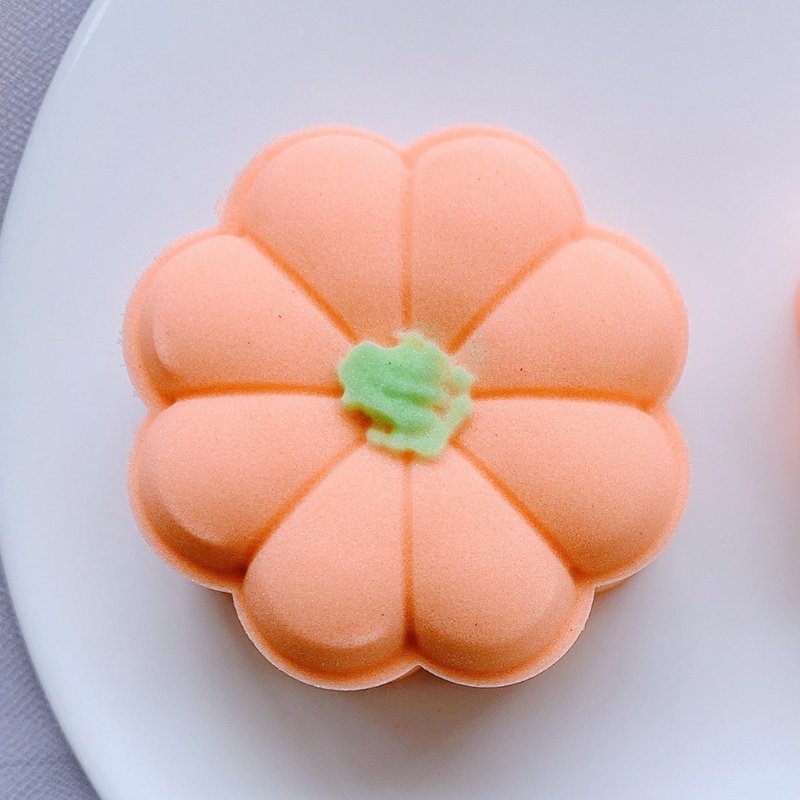 Khuôn Nhấn Tay Làm Bánh Trung Thu 65g 2 Ngăn Hình Quả Bí Ngô