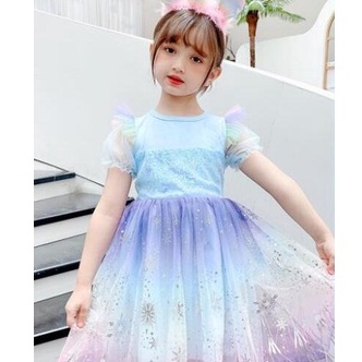 Đầm Công Chúa Chất Liệu Cotton Đính Kim Sa Lấp Lánh Thời Trang Cho Bé Gái