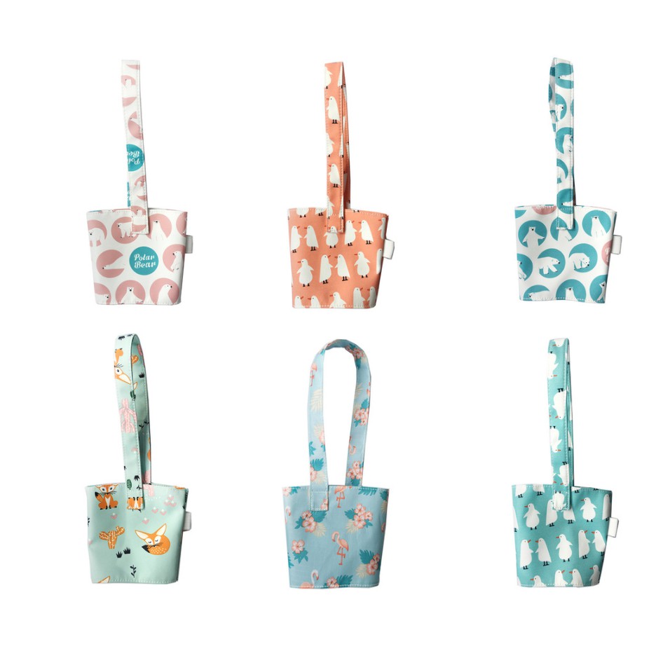 Túi xách cốc nước, quai treo cốc trà sữa, chất liệu vải Animal TBC00221