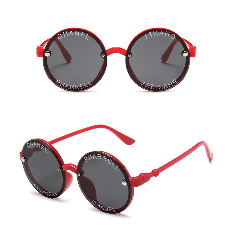 Kính mát gọng tròn oversize in chữ phong cách Hàn Quốc thời trang mùa hè dành cho bé