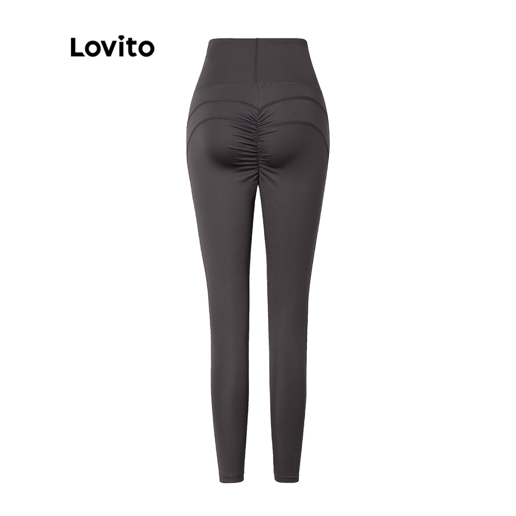 Lovito Nâng mông Giảm béo Phòng tập thể dục Mượt Eo Cao Ruched Phụ nữ Thể thao Legging L34AD110