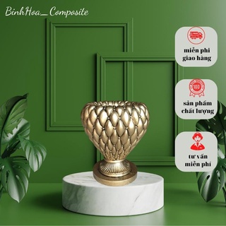 Bình hoa mẫu trám s6 composite mã bh62, lọ cắm hoa cao cấp, bình hoa trang trí