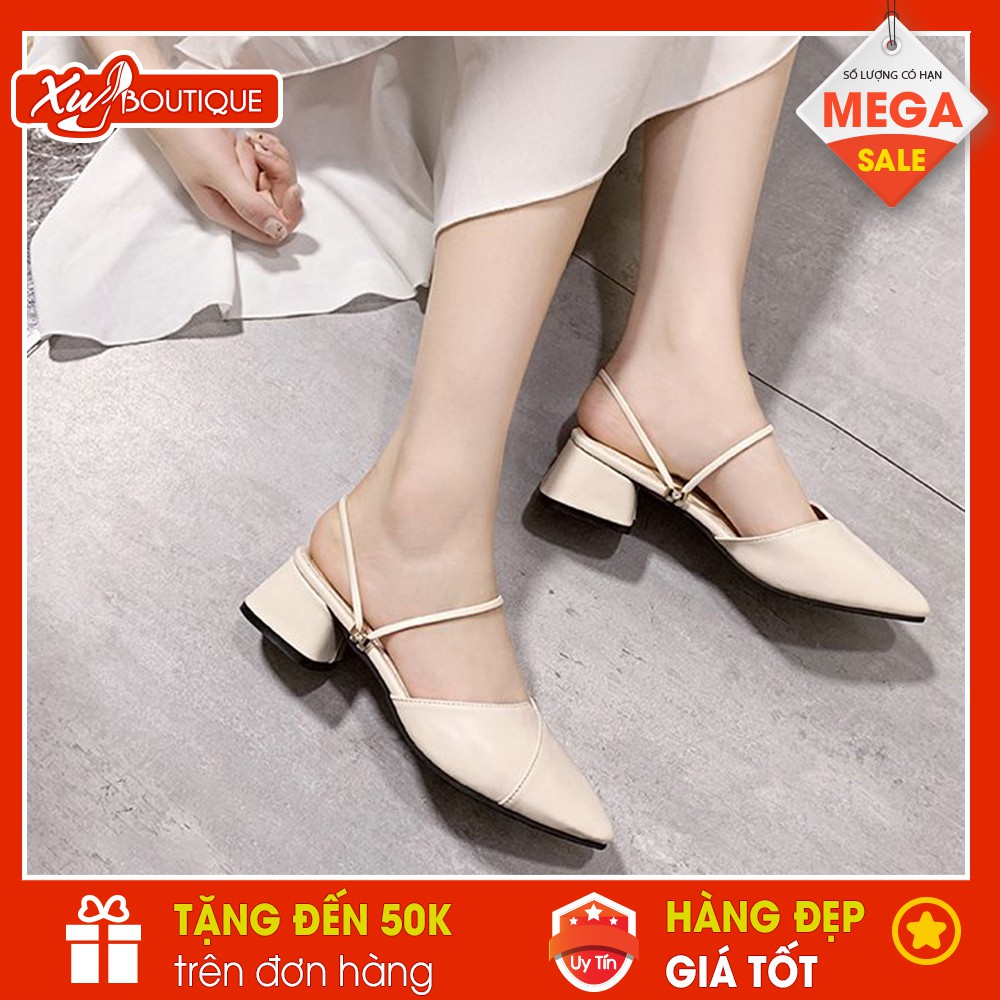 (Xả Hàng SALE 149k) - Giày Sandal Nữ YTM Đi Được 2 Kiểu Mũi Nhọn Hàn Quốc Gót Vuông Cao 5P - Chất Da Mờ Đẹp SD230/SD231