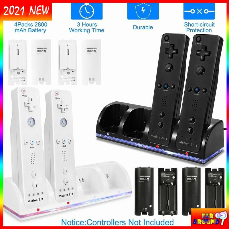 Bộ Sạc 2 / 4 + 2 / 4 Đầu Sạc Cho Điều Khiển Nintendo Wii