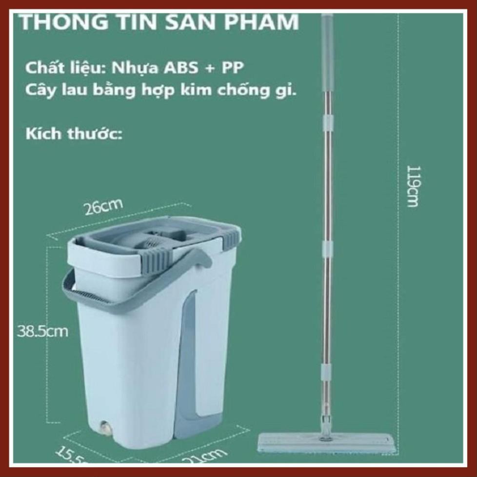 Cây lau nhà tự vắt 2 trong 1 kèm thùng 2 bông lau