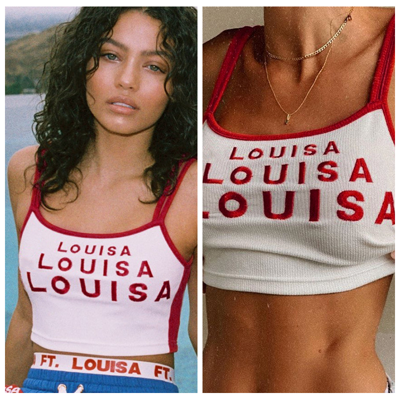 Áo Croptop Sát Nách Hoạ Tiết Chữ Thêu Cho Phái Nữ