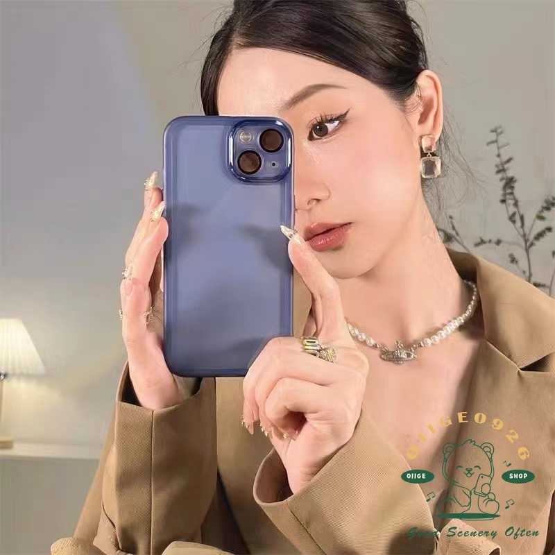 Ốp Điện Thoại TPU Mềm Có Vòng Kim Loại Màu Trơn Bảo Vệ lens Cho Iphone 13 12 11 Pro Max Xs Max Xr 8 7Plus Màu Sắc