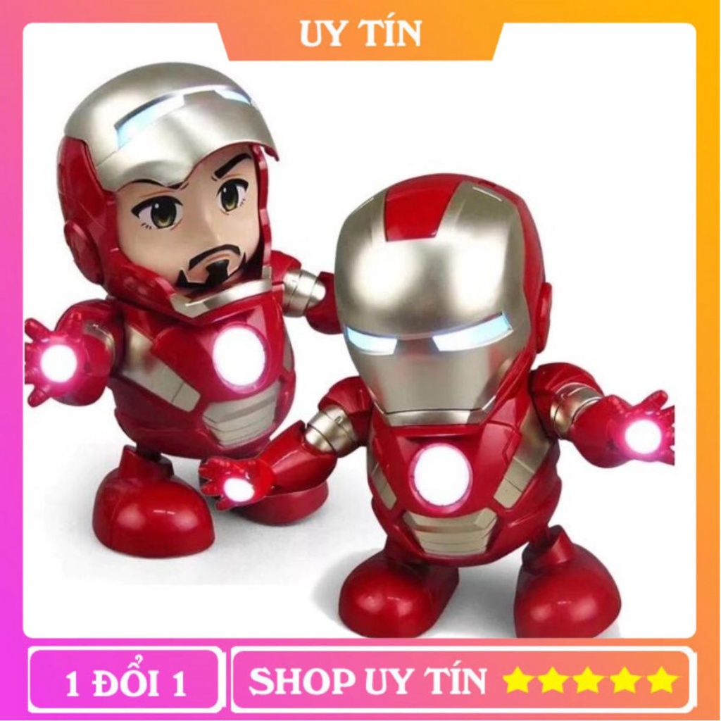 Robot Nhảy Múa Iron Man - Người Sắt Có Nhạc, Nhựa Siêu Bền, Đèn Led Lấp Lánh, Vũ Điệu Vui Nhộn - BIBITOY1907