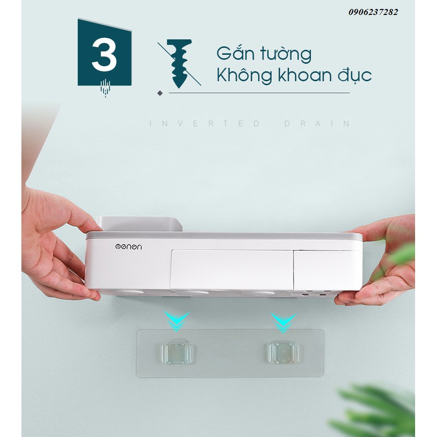 Kệ để đồ đánh răng ENON cao cấp cốc hít mẫu 3 cốc_RE0302