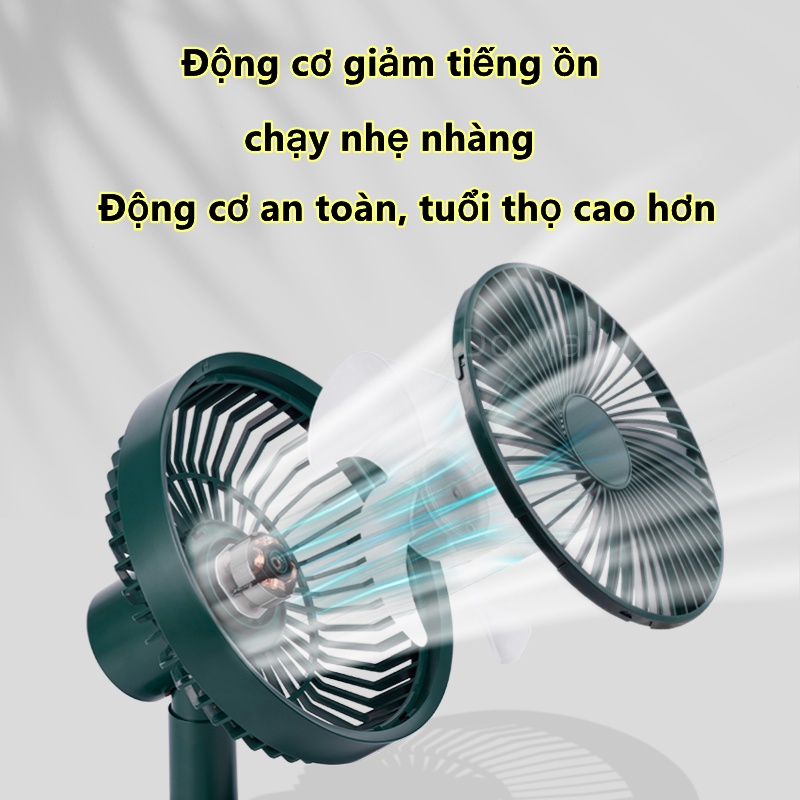 Quạt tích điện 4 tốc độ không ồn tự động quay loại mới 2022 cổng sạc Type-C 4000mAh F702