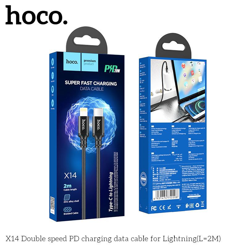 Dây Sạc Nhanh Iphone Chính Hãng Cáp Sạc Hoco x14 Type-C to Lightning PD 20W và USB to C 2.4A cho iphone - BH 12 T