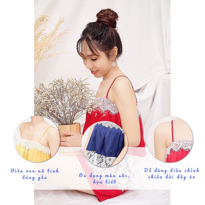 Đồ ngủ áo quần nữ áo 2 dây phối viền ren quần dài hoặc ngắn cho nữ mặc nhà siêu xinh | BigBuy360 - bigbuy360.vn
