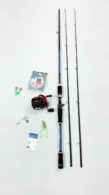 combo bộ cần lure máy ngang cần dài 2m4 + máy ngang CD201 tay trái 17+1 đạt bạc máy cực khoẻ y hình