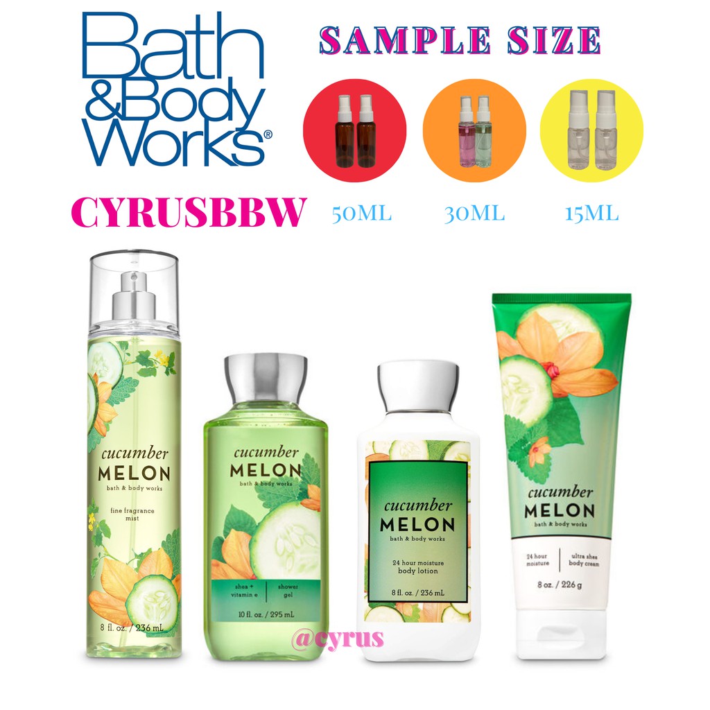 Bộ Sản Phẩm Mist Xịt Toàn Thân, Gel Tắm, Lotion Dưỡng Thể Bath & Body Works Cucumber Melon Từ Mỹ