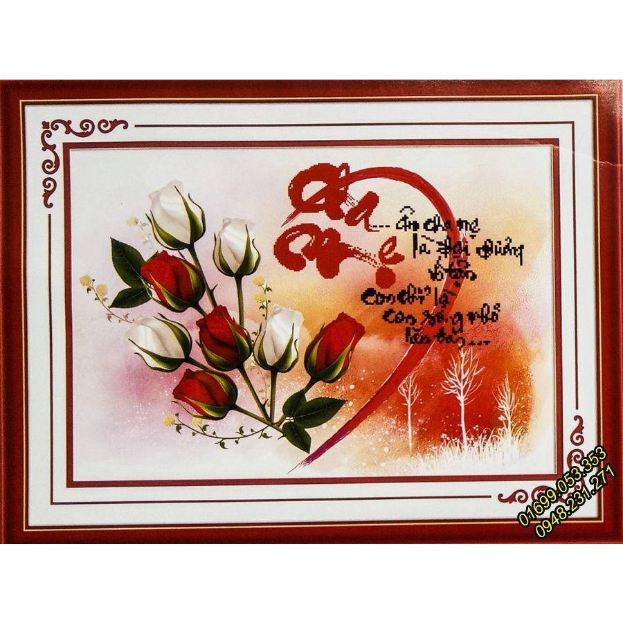 Tranh thêu thư pháp Cha Mẹ - 223006