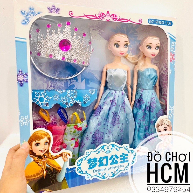 [LOẠI LỚN RẤT ĐẸP] Bộ đồ chơi búp bê công chúa Frozen Elsa và Anna dành cho bé thích chăm em