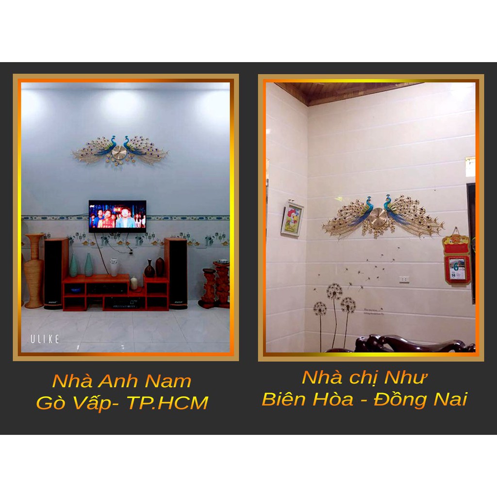 Đồng Hồ Treo Tường Con Công Trang Trí Phòng Khách Chính Hãng Bảo Hành 36 Tháng