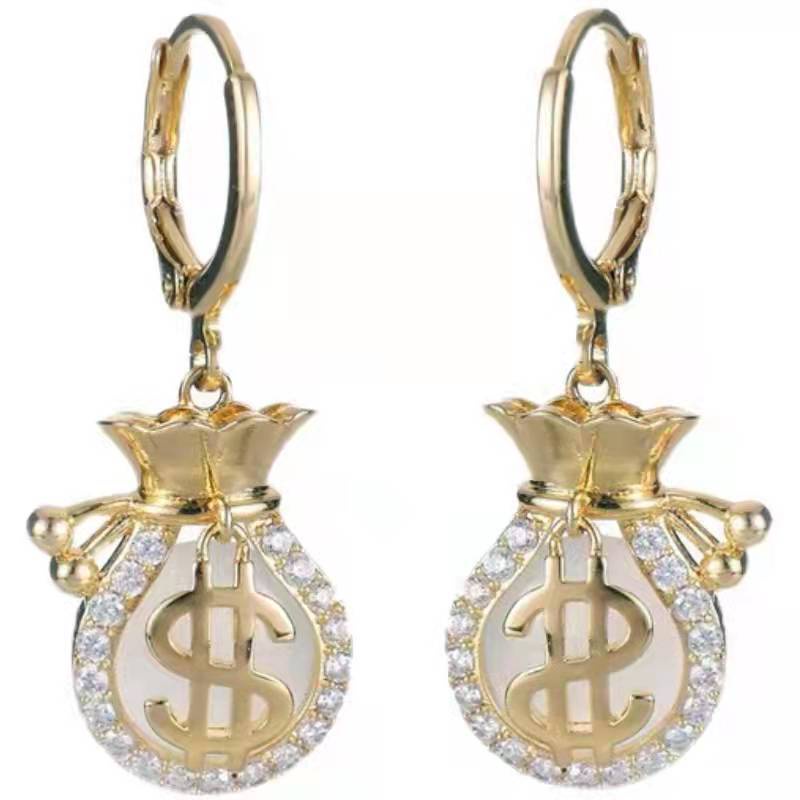 Khuyên Tai Đính Đá Opal Phong Cách Hàn Quốc