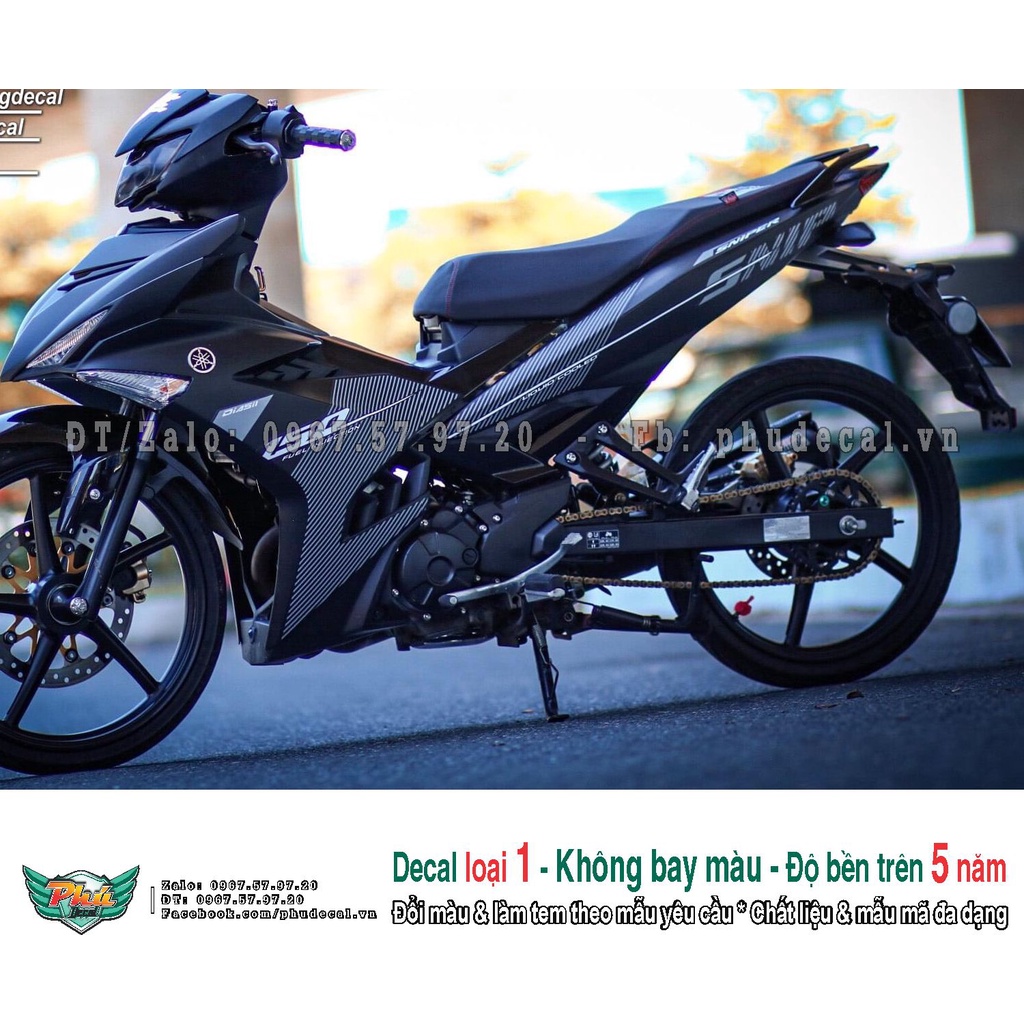 Tem rời xe Exciter 150 Sniperr trắng đen nhám (A)