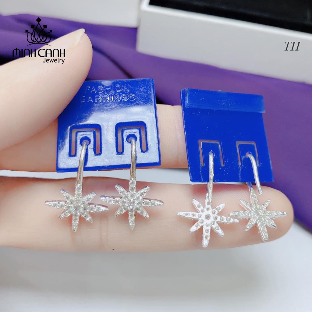 Bông Tai Bạc Hoa Mặt Trời Đính Đa Dạng Móc - Minh Canh Jewelry