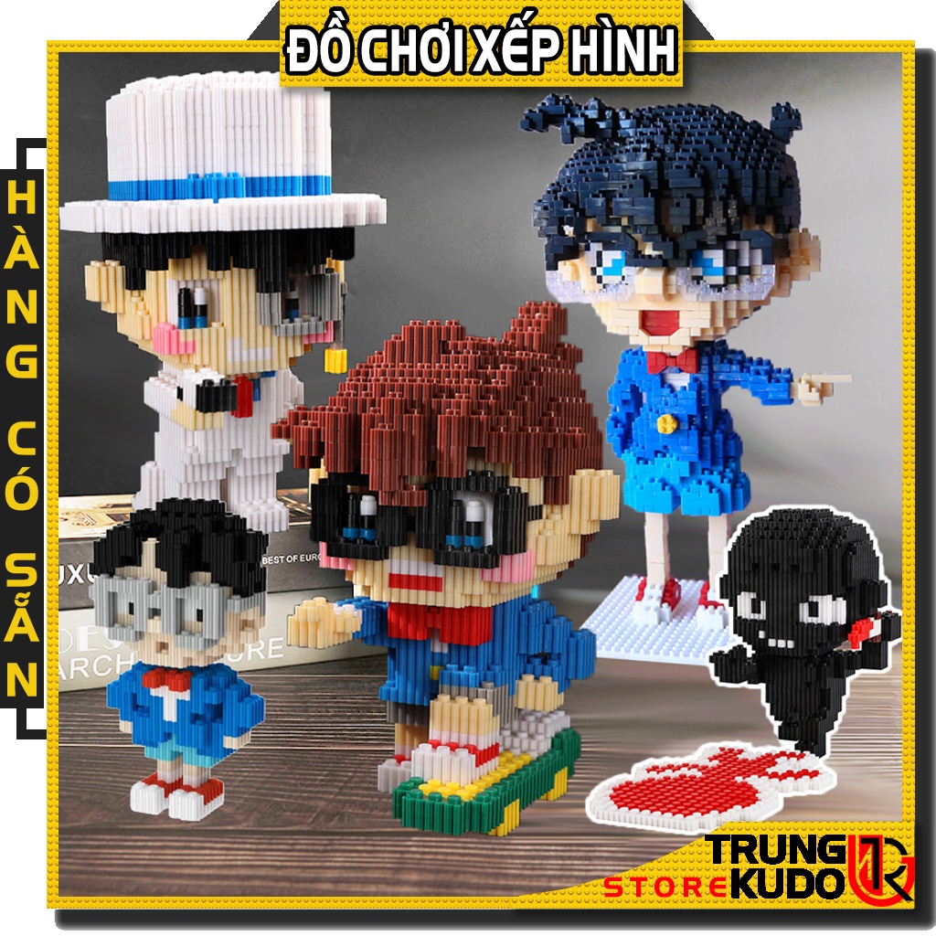 Mô hình Conan và Kaito Kids dạng đồ chơi xếp hình Kudo Shinichi dùng làm quà tặng, đồ decor