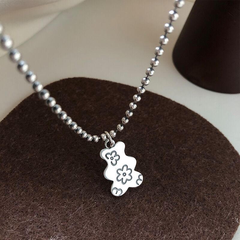 Vòng cổ choker bằng thép không gỉ mặt hình gấu dễ thương dành cho nữ
