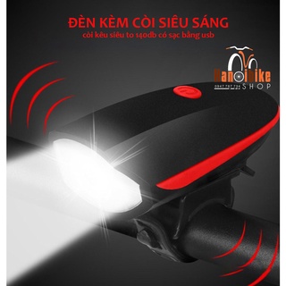 Đèn còi xe đạp siêu sáng sạc USB led T6 chống nước 7588