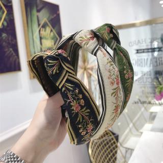 Băng Đô Cài Tóc Thắt Nơ Họa Tiết Hoa Phong Cách Hàn Quốc