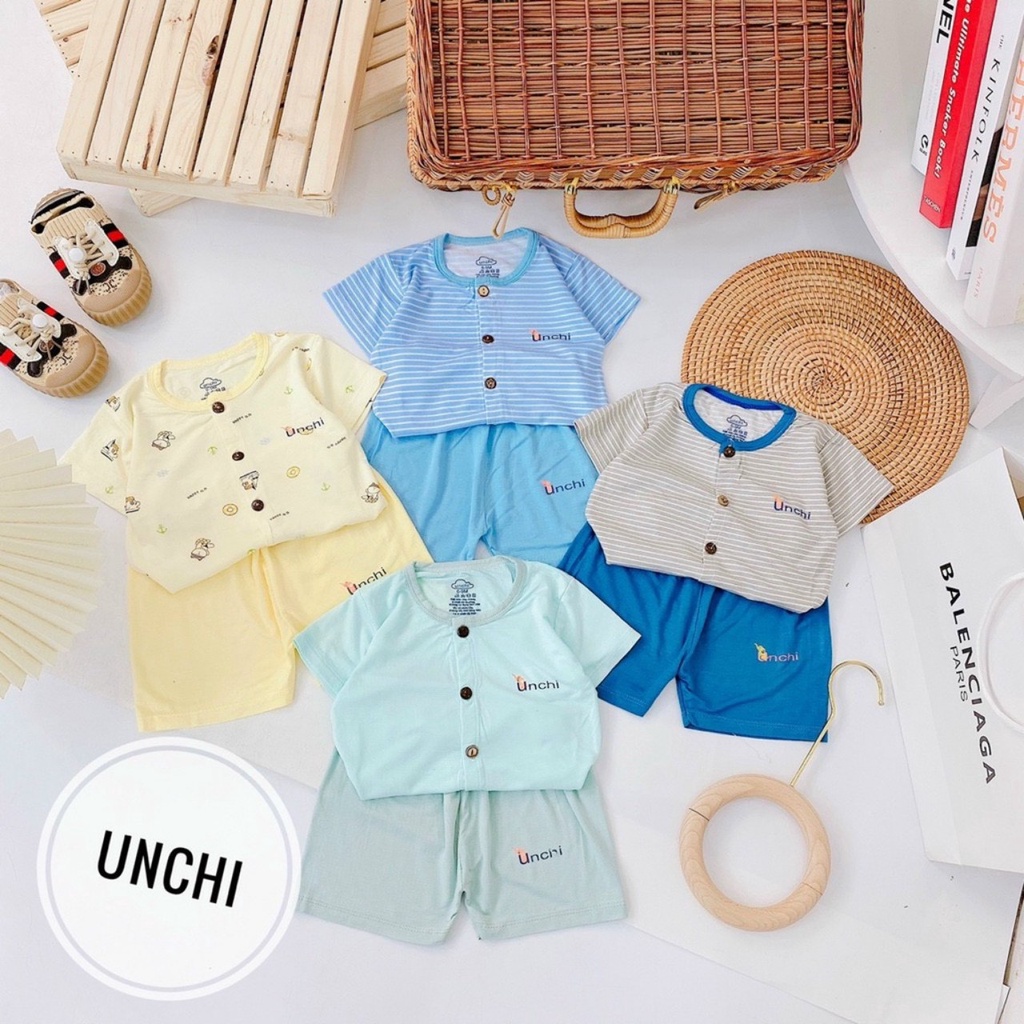 Quần áo trẻ em cộc tay UNCHI - Đồ bộ cộc tay cho bé UNCHI Từ 5-15kg - A SHOP 01