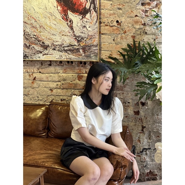 SET ÁO CỔ SEN CHẤT TACTA MIX QUẦN SOOC ỐNG RỘNG SIÊU XINH