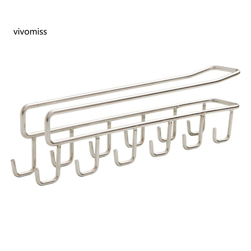 ★VVMS★Tea Coffee Cup Holder Mug Metal Rack Under Shelf Board Hook Cupboard Organizer