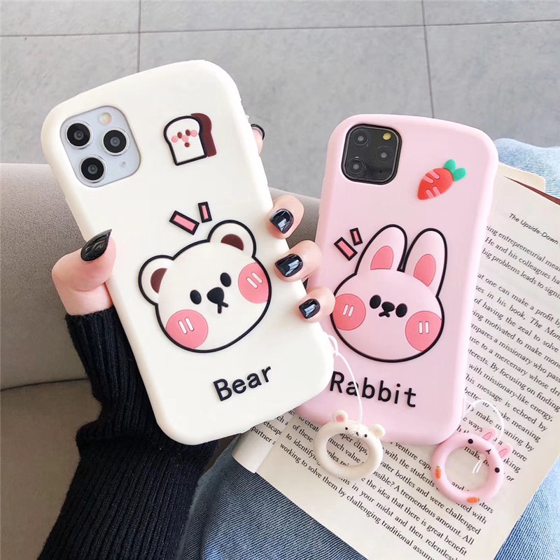 Ốp điện thoại bằng silicone hình con gấu /thỏ cho Iphone 11 Pro Max X XS MAX XR 7 8 6 6S Plus iphone 11 pro max