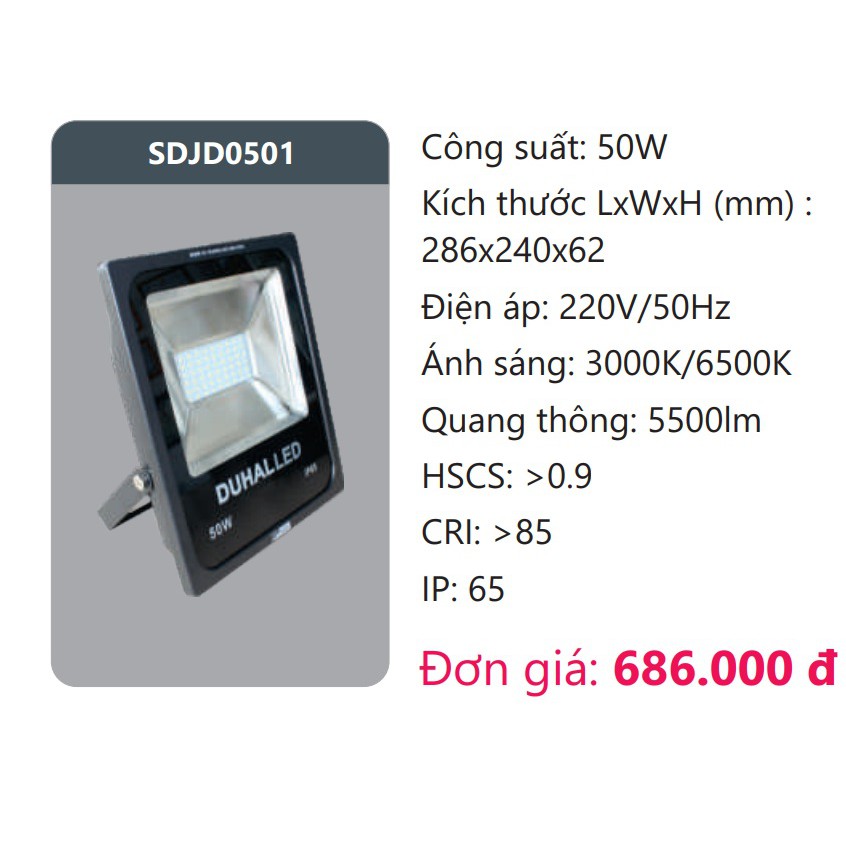 Đèn pha led Duhal 50W Chống nước IP65 KDJD0501