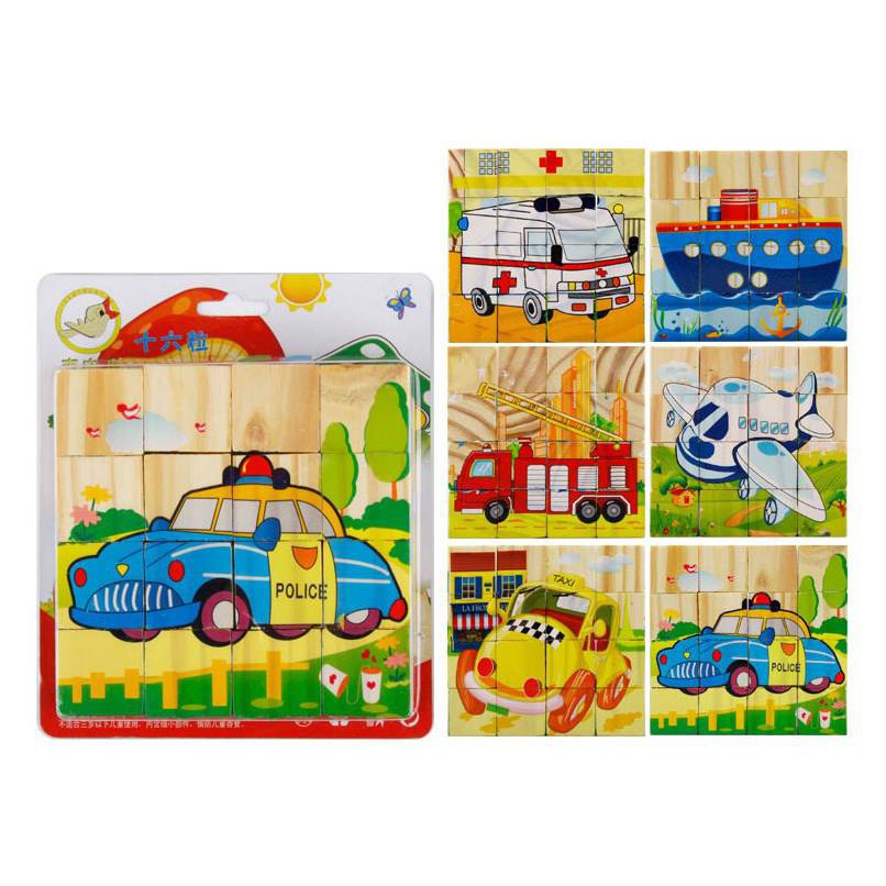 Đồ chơi trí tuệ gỗ an toàn cho trẻ,set 2 bộ ghép hình puzzle ghép hình lập phương 3D ghép 6 mặt gồm 16 miếng ghép cho bé