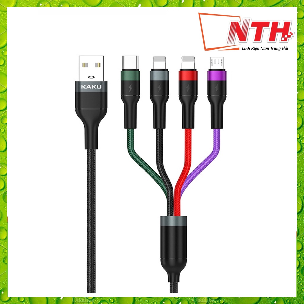 Cáp Sạc Nhanh 4 Đầu K482 - Fullbox - NTH