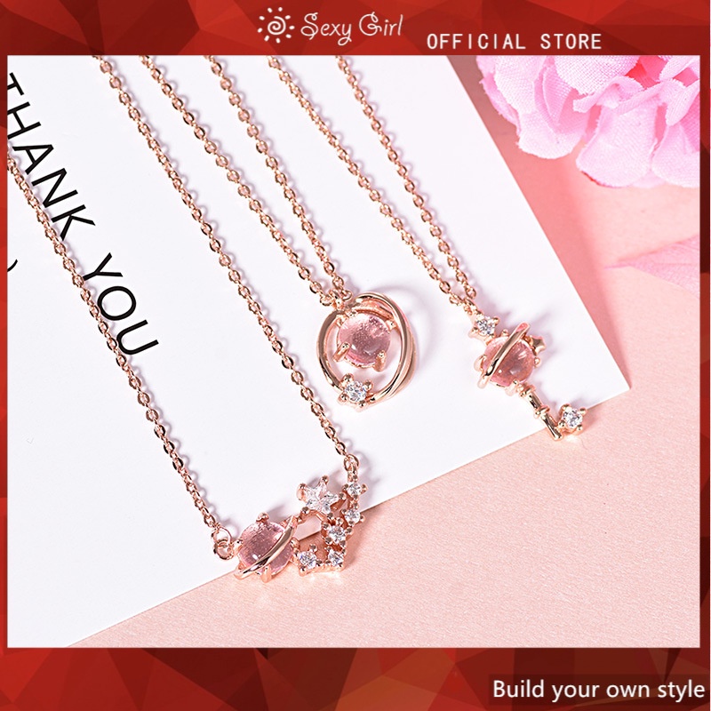 Vòng cổ Mặt Hình Hành Tinh Và Ngôi Sao Hồng Dễ Thương Quyến Rũ Cho Nữ