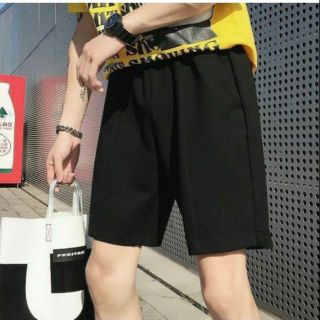 Quần SHORT BASIC THUN ĐEN Unisex (Dây Trắng)