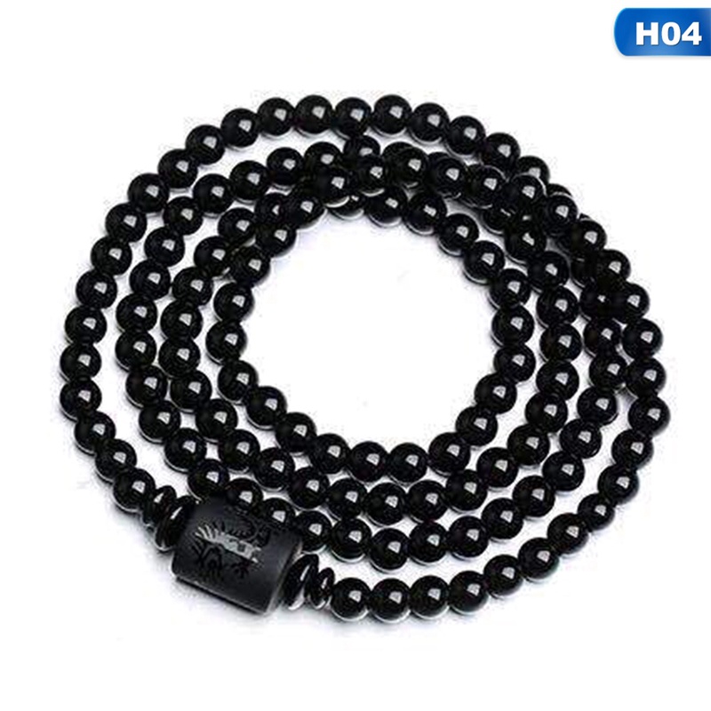 Chuỗi Hạt Đá Obsidian Đen Tự Nhiên 10MM Đeo Tay Phong Cách Phật Giáo|Vòng Tay Chuỗi Hạt