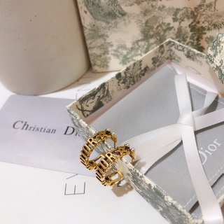 DIOR Bông tai mạ bạc 925 thiết kế đơn giản thời trang cho nữ
